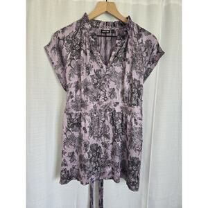 Apt 9 XL Purple Floral Y2k Babydoll Top Romantic Boho Whimsigoth Fairy Cottage